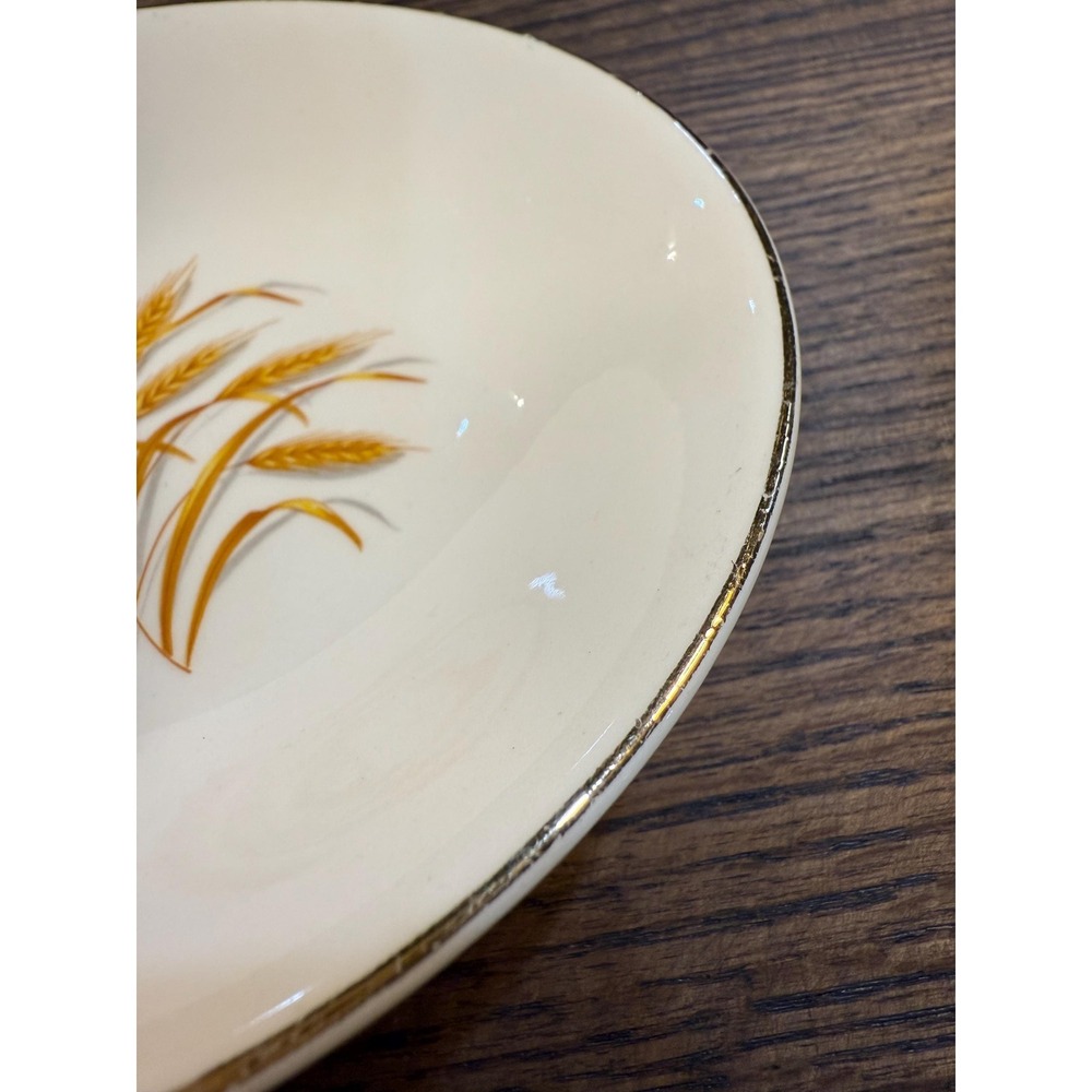 Vintage Golden Wheat Trinket Dish: 22k Gold Trim, Made in USA - Picture 6 of 11